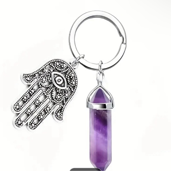 Not for saleEvil Eye & Hexagonal Stone Key Chain - Picture 3 of 3